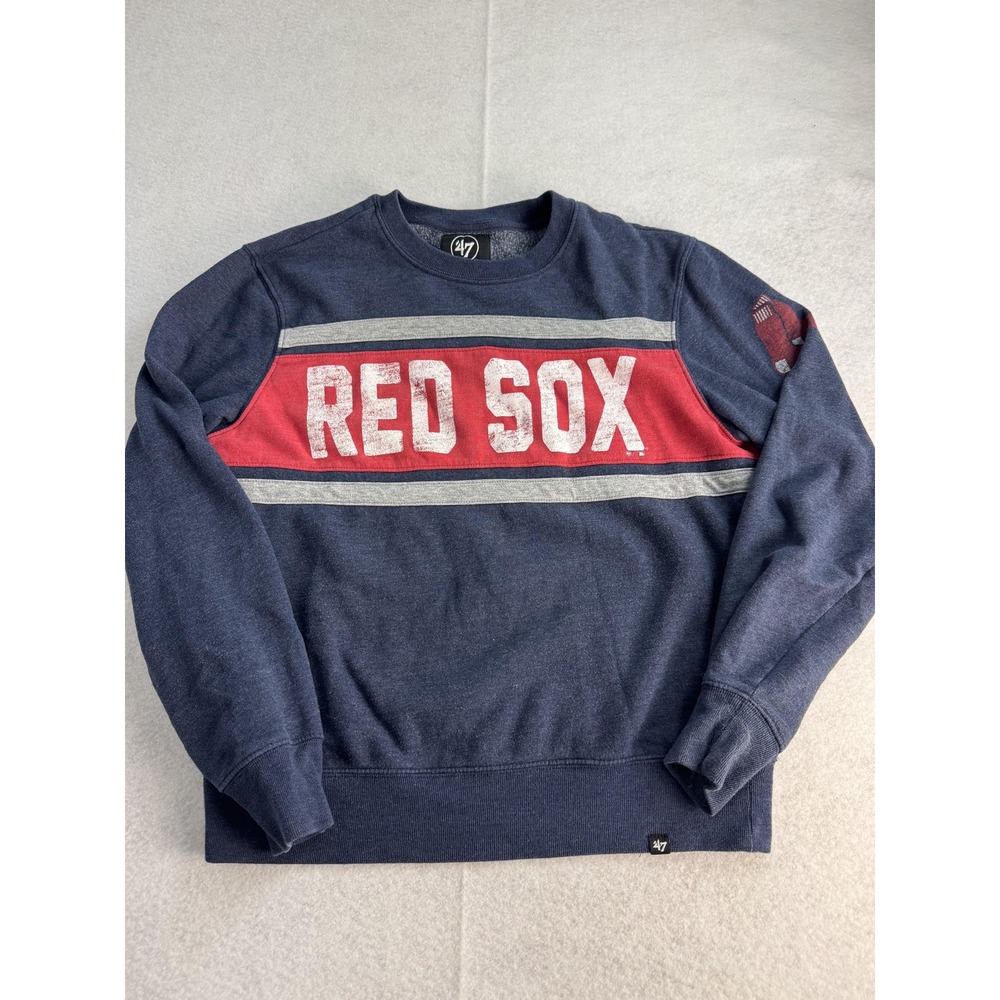 Boston Red Sox Sweatshirt Mens Medium Blue MLB Baseball '47 Crewneck Fleece